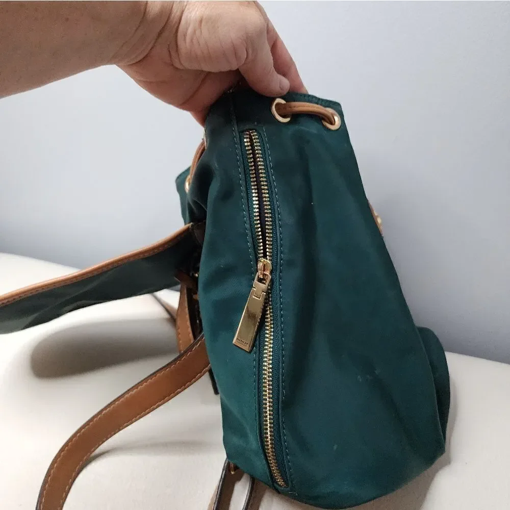 Tommy Hilfiger Julia Designer Green Nylon Small Drawstring Backpack Purse